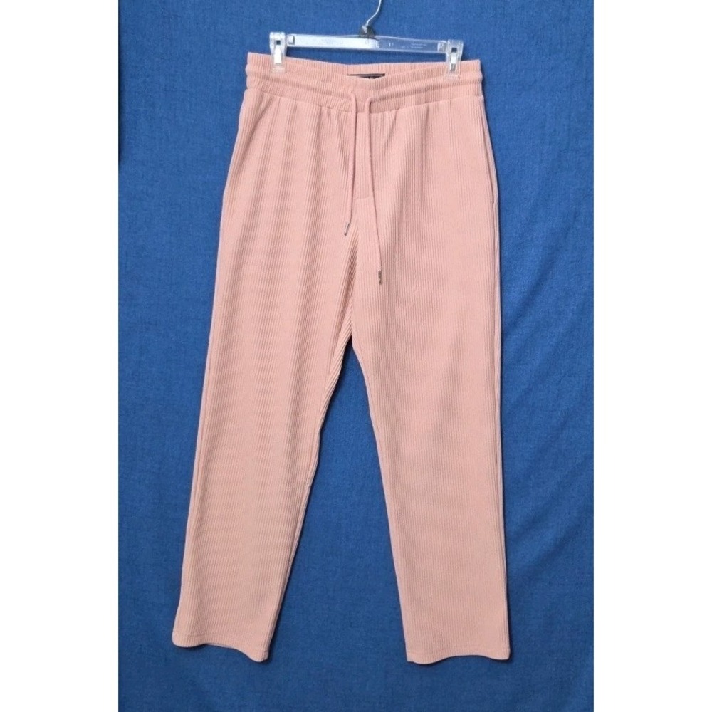 Forever 21 Men's M Rib Knit Lounge Joggers Pink Tapered Stretch Streetwear Pants